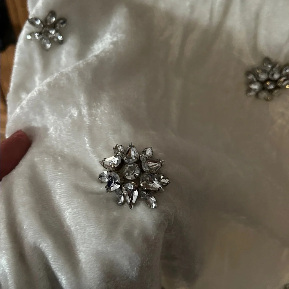 KAREN KANE Crushed Velvet Rhinestone Gemstone Embellished Blouse Top XL - Picture 6 of 7